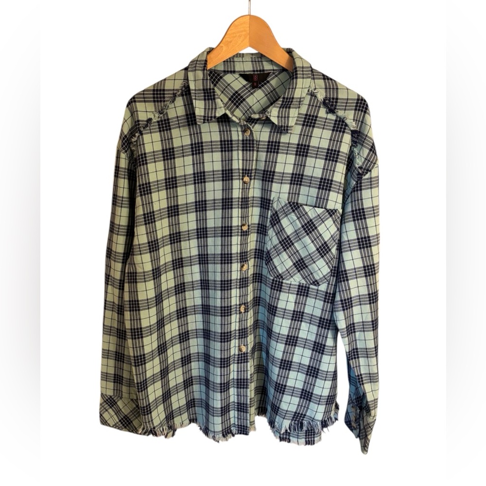 NWT NOBO Plaid Frayed Shirt